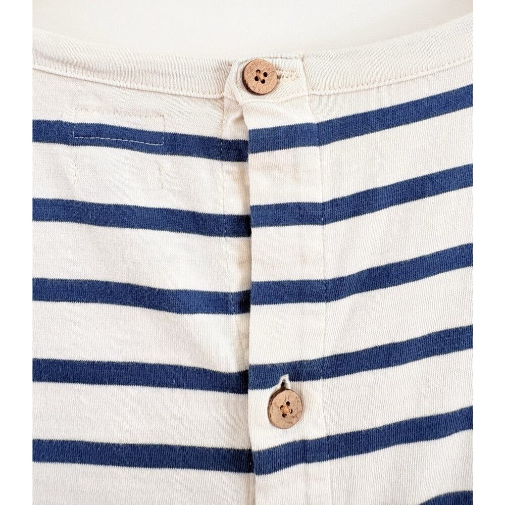 Faherty Merritt T-Shirt Dress Amagansett Stripe Organic Cotton Button Back L - Picture 5 of 16